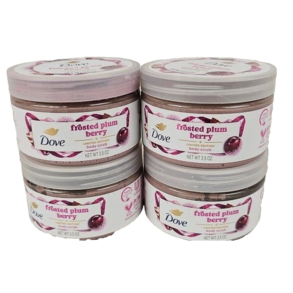 ✨ Dove Exfoliating Body Scrub Frosted Plum Berry – 4 Jars – 3.5 oz Each Limited
